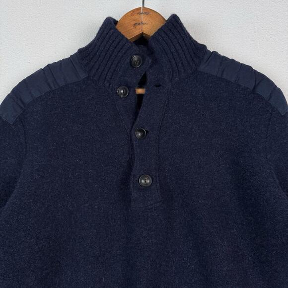 Polo Ralph Lauren 100% Lambswool Youth L Military Blue Sweater P2P:19” Welted* - Picture 1 of 9